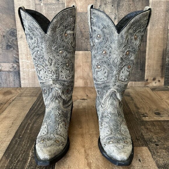 Lucchese M5730 Snip Toe Studded Western Cowboy Boots Womens 6.5 B - Picture 6 of 12